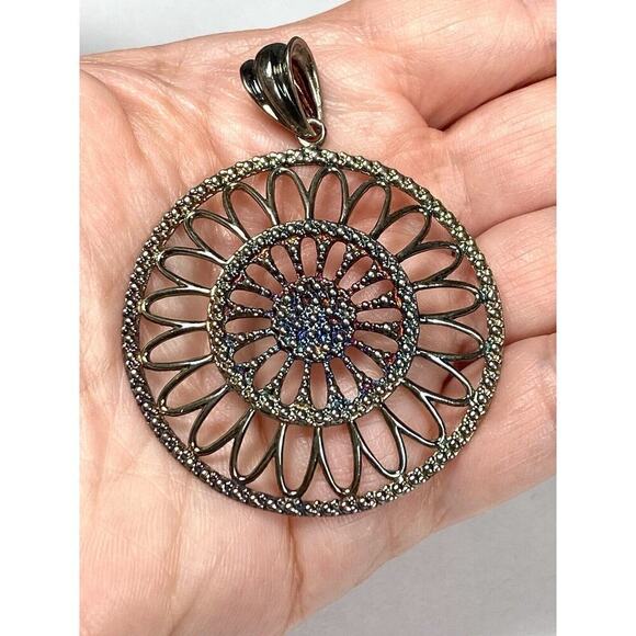 925 Milor Italy Pendant Darkened Multicolored Silver Circle 11.83g - Picture 7 of 10